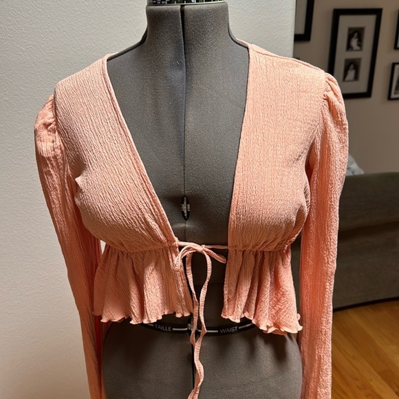 URBAN OUTFITTERS - dress: cream open knit strappy mini w sheer bottom - L - Picture 1 of 5